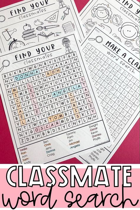 Learn how to use this class word search here in this blog post: 8 First Day of School Activities Year 2 Transition Day, 1st Day Of School Activities 3rd Grade, First Day 5th Grade Activities, First Day Of Elementary School Activities, 1st Week Of School Activities 1st Grade, First Month Of School Activities, 4th Day Of 4th Grade, Beginning Of The School Year Activities 4th Grade, Grade 5 Back To School Activities