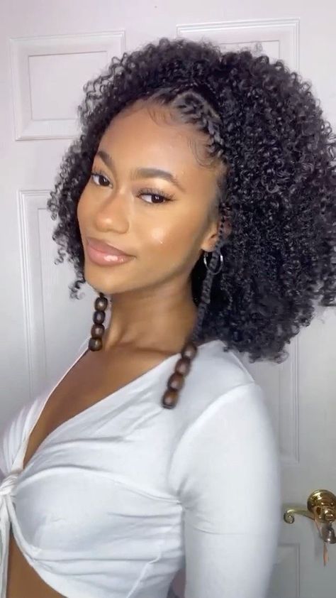 Juneteenth Hairstyles, 3c Natural Hair, Curly Afro Hair, Black Kids Braids Hairstyles, Simple Hairstyle, Top Wig, Wig Lace Front, Ethnic Hairstyles, Girls Natural Hairstyles