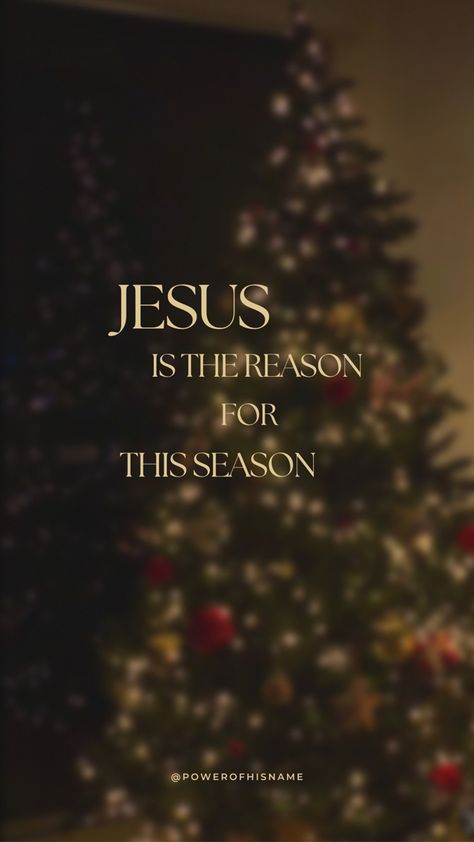 Wallpaper in dark colours with Christmas tree and a phrase Jesus is the reason for this season! Winter Christmas Jesus God Christian He Is Born Christmas, This Is The Reason For The Season, This The Season This The Reason, Christmas Day Quotes Jesus Christ, Jesus Was Born Christmas, Christ Is The Reason For The Season, Christmas Wallpaper With Jesus, The Reason For The Season Wallpaper, Christmas About Jesus