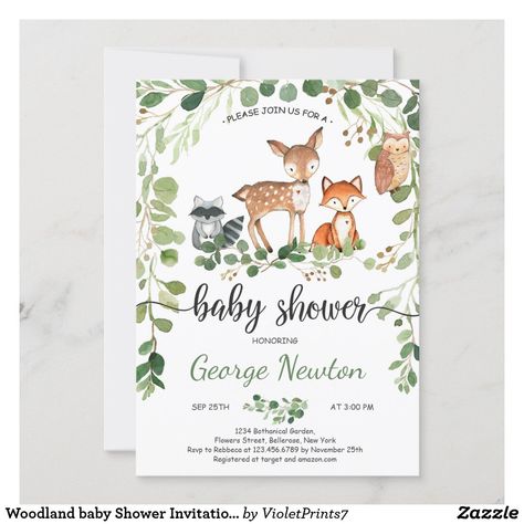 Woodland baby Shower Invitation Animals Greenery Virtual Baby Shower Invitation, Rustic Baby Shower Invitations, Animal Baby Shower Invitations, Boho Baby Shower Invitations, Baby Shower Invitation Cards, Woodland Baby Shower Invitations, Baby Shower Card, Virtual Baby Shower, Baby Invitations