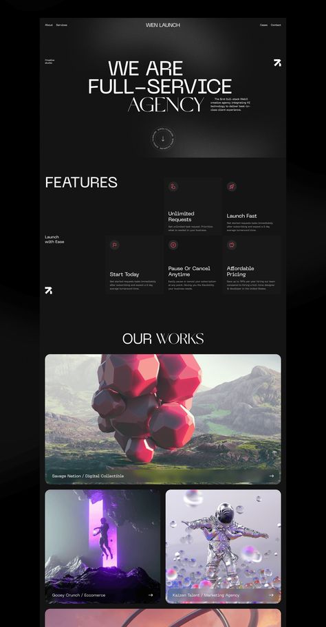 Wen Launch. Full Services Agency | Website | UX/UI on Behance Modern Website Design Inspiration, Agency Website Inspiration, Desain Ux, Mise En Page Web, Creative Agency Website, Marketing Agency Website, Web Design Ux Ui, Web Design Websites, Website Design Inspiration Layout