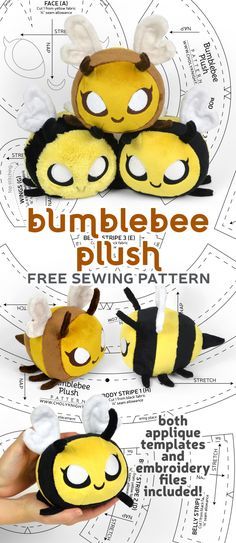 Free Pattern Friday! Bumblebee Plush | Choly Knight Sewing Patterns Free Kids, Free Kids Sewing Patterns, Pdf Sewing Patterns Free, Free Dress Sewing Patterns, Kids Sewing Patterns Free, Plush Sewing Patterns, Kawaii Sewing, Kids Sewing Patterns, Choly Knight