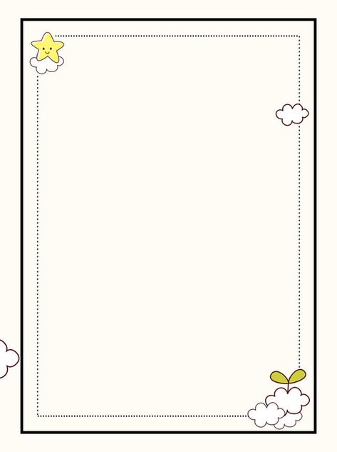 Cartoon Cute Border Background Illustration Border Cute Design, Frame Border Design Aesthetic Pastel, Cute Borders Designs For School, Border Background Frames, Aesthetic Borders Frame, School Frame Background, Background For Notes, Cute Borders Designs, Aesthetic Border Designs