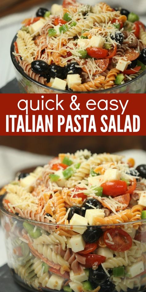 Italian pasta salad recipe is loaded with olives, tomatoes, cheese and more! Easy Italian pasta salad has the best flavor and will be a hit. Pasta salad with Italian dressing is the perfect side dish.Bring this Easy pasta salad recipe to parties, BBQ's and more! Cold pasta salad with Italian dressing is so easy. Easy Italian Pasta, Winter Appetizers, Easy Italian Pasta Salad, Resep Pasta, Italian Pasta Salad, Pasta Italiana, Resep Salad, Easy Pasta Salad Recipe, Cold Pasta Salad