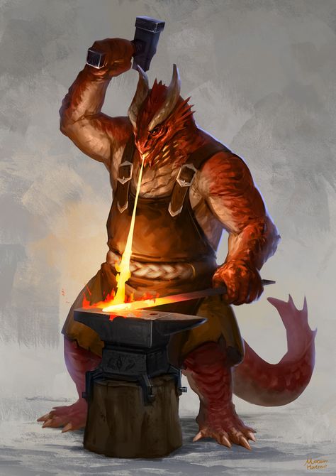 Dragonborn Blacksmith, Dnd Orc, Noxus League Of Legends, Dnd Dragonborn, Pathfinder Character, Dungeons And Dragons Art, Dnd Dragons, Dnd Monsters, Fantasy Races