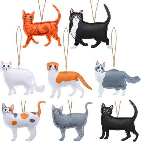 AmazonSmile: 8 Pieces Cat Christmas Ornament Kitty Christmas Hanging Figurine Ornament Cat Themed Gifts for Girls Car Hanging Ornaments Cat Xmas Decor Christmas Tree Ornaments Cat Stuffed Animal Felt Decor : Home & Kitchen Animal Felt, Felt Decor, Cat Christmas Tree, Decor Christmas Tree, Cat Christmas Ornaments, Cat Themed Gifts, Stuffed Animal Cat, Christmas Material, Christmas Hanging