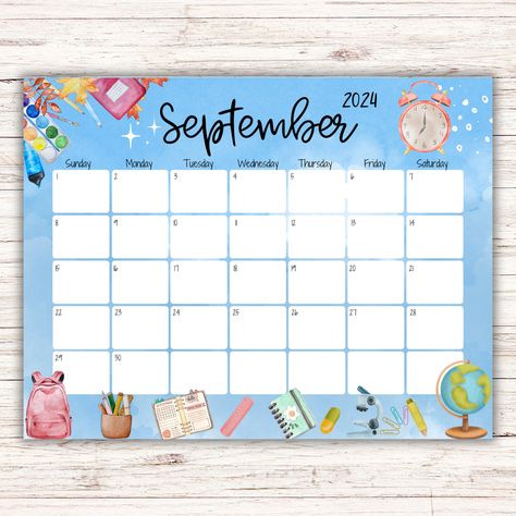 September Calendar Ideas, Kids Weekly Schedule, Back To School Calendar, Fillable Calendar, Calendar September, Homeschool Calendar, Back To School Stationery, September Calendar, Minimalist Planner