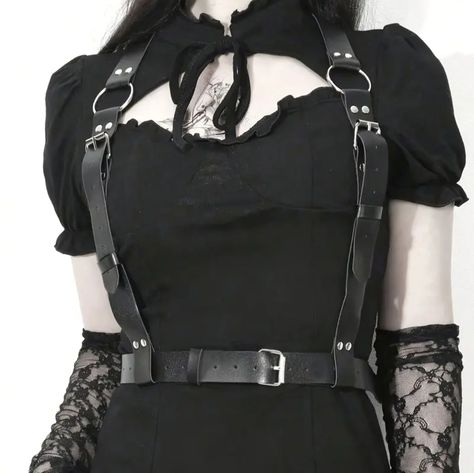 Punk Gothic Plus Size Women Bra Cage Sexy Lingeries Harness Leather Set Garter Belt Top Chest Rivet