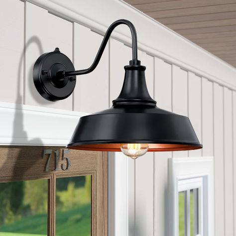 2PK 1-Light Outdoor Barn Light Gooseneck Wall Lantern - 11.02"x12.76"x10.17" - On Sale - Bed Bath & Beyond - 33809865 Garage Lighting Ideas Exterior, Barn Lights Exterior Garage, Goose Neck Lights Over Garage, Gooseneck Lighting Outdoor Garage Doors, Gooseneck Exterior Lighting, Outside Light Fixtures, Farmhouse Barn Outdoor Lights The Home Depot, Exterior House Lights, Rustic Outdoor Lighting