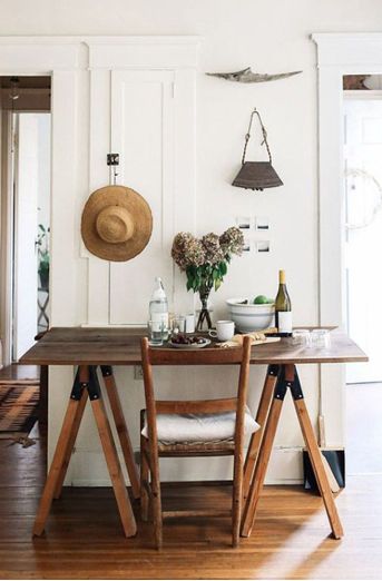 Wooden trestle table