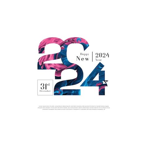 Happy New Year 2024 Flyer Design, New Year Poster Design 2024, New Year 2024 Poster, Happy New Year 2024 Poster, Happy New Year 2024 Design, 2024 Typography, Typo Inspiration, New Year Logo, New Year Typography