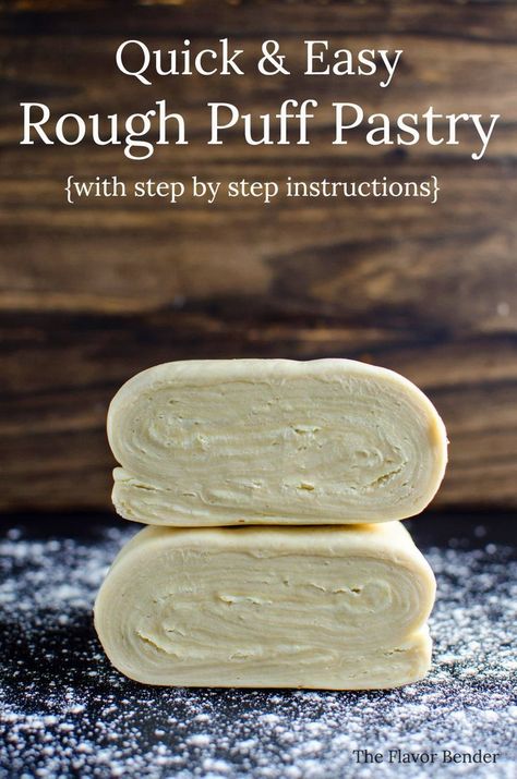 Unbelievably easy Rough Puff pastry - Quick and easy to make and tasted infinitely better than store bought (30 -45 minutes only)! No long waiting times, to make this amazing pastry and NOONE will know you took a shortcut! Classic Puff Pastry, Rough Puff, Rough Puff Pastry, Puff Pastry Dough, British Baking, Puff Pastry Recipes, Pastry Desserts, Pastry Dough, Pastry Recipes