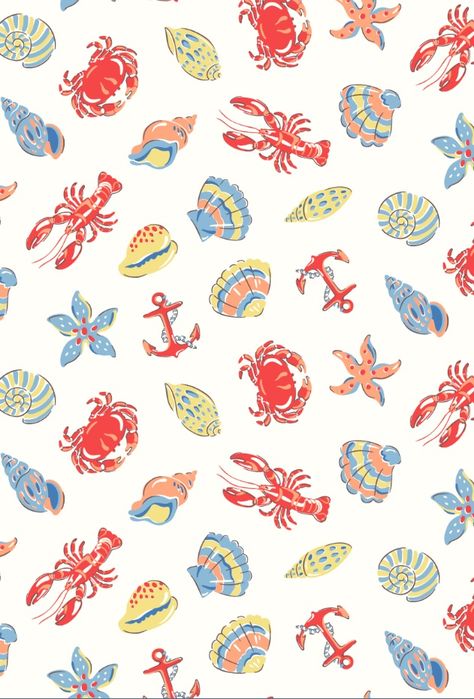 Lobster and Friends Cath Kidston Patterns, Cath Kidston Wallpaper, Conversational Prints, Background Designs, Wrapping Paper Design, Cute Wallpaper For Phone, Iphone Background Wallpaper, Cath Kidston, Art And Illustration