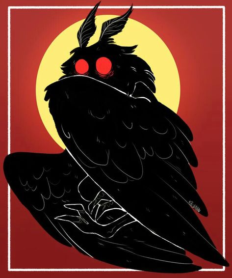 Mothman Art, Flatwoods Monster, Art Aesthetic, Red, Black, Art