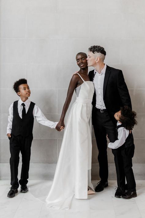 Chic modern vow renewal at San Francisco City Hall Bride Jumpsuit, Swirl Couples, Wedding Sparrow, Wedding Dresses Bridesmaids, San Francisco City Hall, Anthropologie Wedding, City Hall Wedding, San Francisco City, Interracial Couples