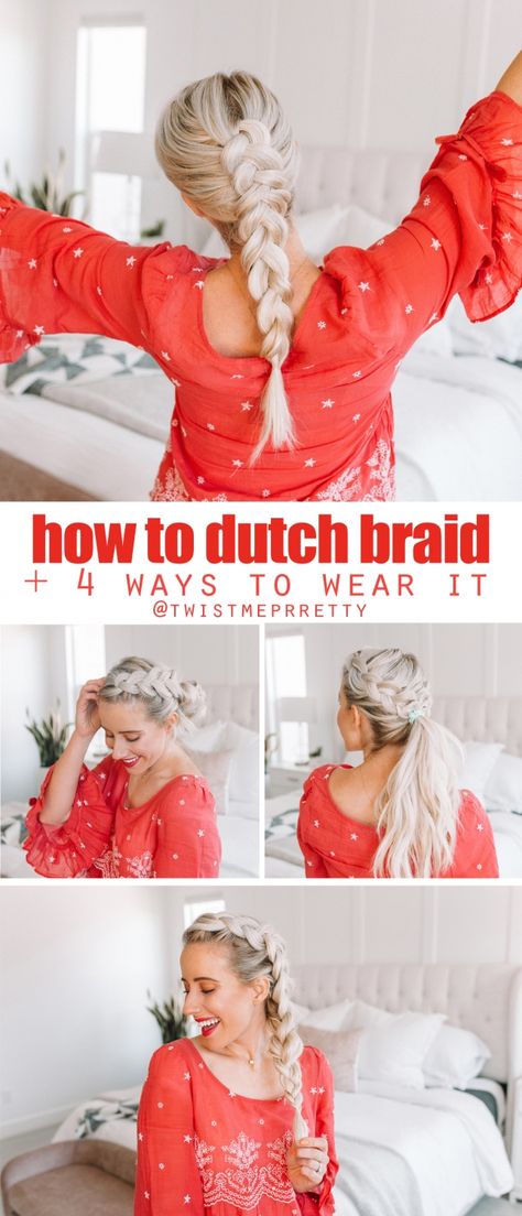 Learn How To Dutch Braid FOR BEGINNERS! - Twist Me Pretty Dutch Braid For Beginners, Braid For Beginners, Dutch Braid Tutorial, Milkmaid Braid, Braiding Your Own Hair, Mermaid Braid, Curly Braids, Ghana Braids, Long Box Braids