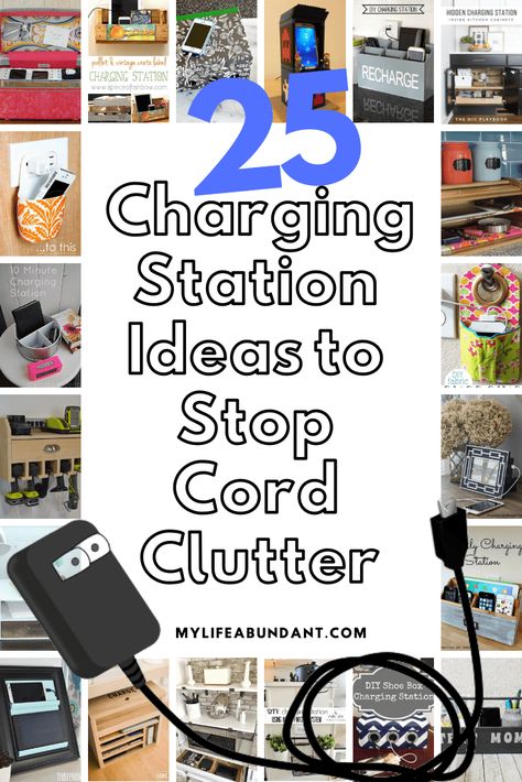 Organized Charging Station Diy, Charging Center Ideas, Diy Device Organizer, Bathroom Charging Station, Change Holder Ideas, Technology Station Home, Small Charging Station Ideas, Device Storage Ideas, Office Cord Organization