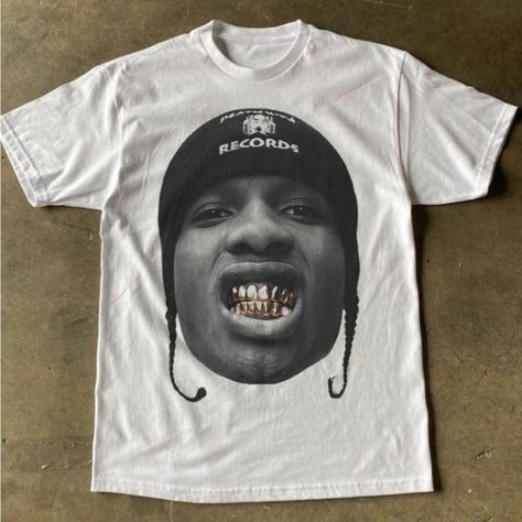 Grills T-Shirt Fast Shipping $25 Lowest I Can Do Custom Deadstock Hit Me With Questions Asap Rocky Graphic Tee, Mens Streetwear Shirts, Cool T Shirt Designs Graphics, Asap Rocky Shirt, Asap Rocky T Shirt, Graphic Tees White, Graphic Design Shirt, Custom Tee Shirt, Cute Highschool Outfits