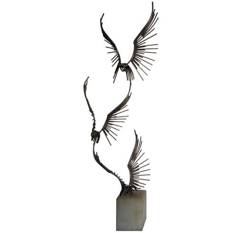 Fabulous Curtis Jere Table Sculpture Flying Eagles Mid-century Modern | From a unique collection of antique and modern sculptures at http://www.1stdibs.com/furniture/more-furniture-collectibles/sculptures/ Flight Sculpture, Metal Birds Sculpture, Midcentury Modern Sculpture, Eagle Sculpture Metal, Freedom Sculpture Abstract, Curtis Jere, Sculptures For Sale, Bird Sculpture, Modern Sculpture