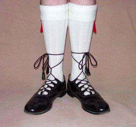 Men's full brogue ghillie shoes Kilties Shoes, Ghillies Shoes, Vivienne Westwood Ghillie, Ghillie Shoes, White Hose, Brogues Shoes, Ghillie Brogues, Scottish Dress, Scottish Fashion