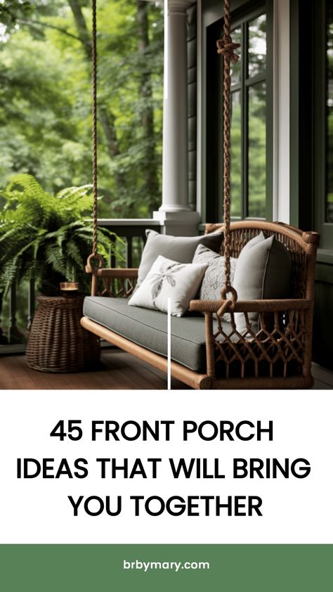 Front porches have a unique charm that calls for relaxed evenings and heartfelt talks. Helping to create a warm and inviting outdoor area can be an enjoyable project. Here are 45 Front Porch Ideas for your home design. Front Porch Swing Ideas, Coastal Deck, Couples Bedroom Wall Decor, Brick Fireplace Decor, Beach House Deck, Cozy Front Porch, Dream Porch, Red Brick Fireplaces, Ranch House Remodel