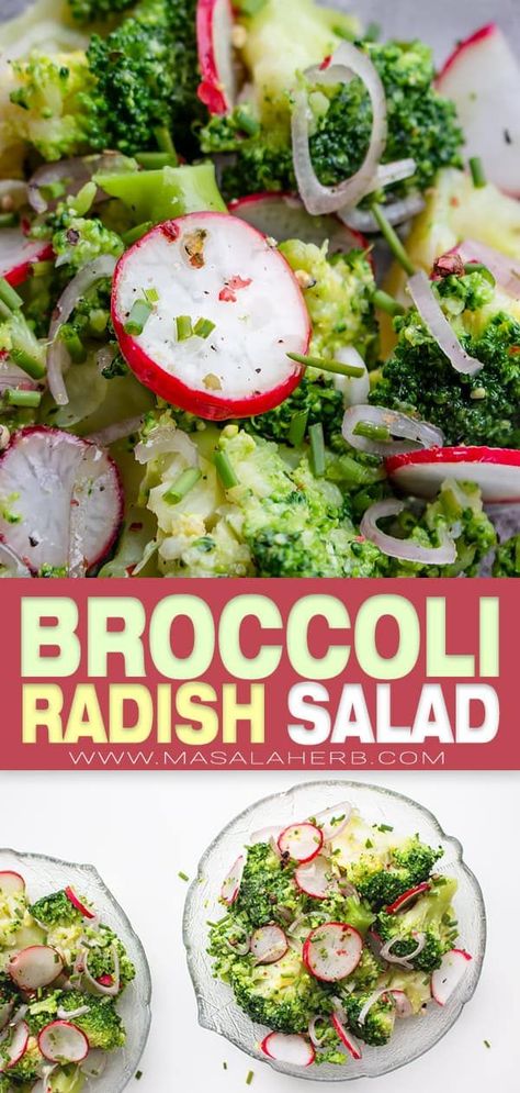 Light Broccoli Salad, Radish Salad Recipe, Salad Recipes Healthy Easy, Easy Broccoli, Radish Recipes, Simple Dressing, Radish Salad, Savory Salads, Spring Salad