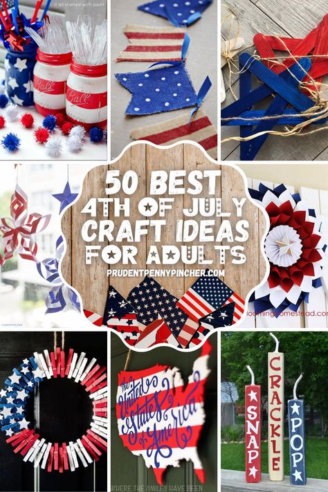 Get crafty and celebrate the USA this Independence Day with these patriotic 4th of July crafts for adults. From 4th of July mason jar crafts to DIY patriotic wreaths, there are plenty of fun and easy 4th of July decorations to make on a budget. These DIY patriotic crafts will add a touch of red, white, and blue to your home! July Crafts For Adults, Fourth Of July Crafts For Adults, Diy Patriotic Wreath, Fourth Of July Crafts, Patriotic Crafts Diy, 4th Of July Crafts, Fourth Of July Crafts For Kids, Patriotic Centerpieces, Patriotic Wreaths