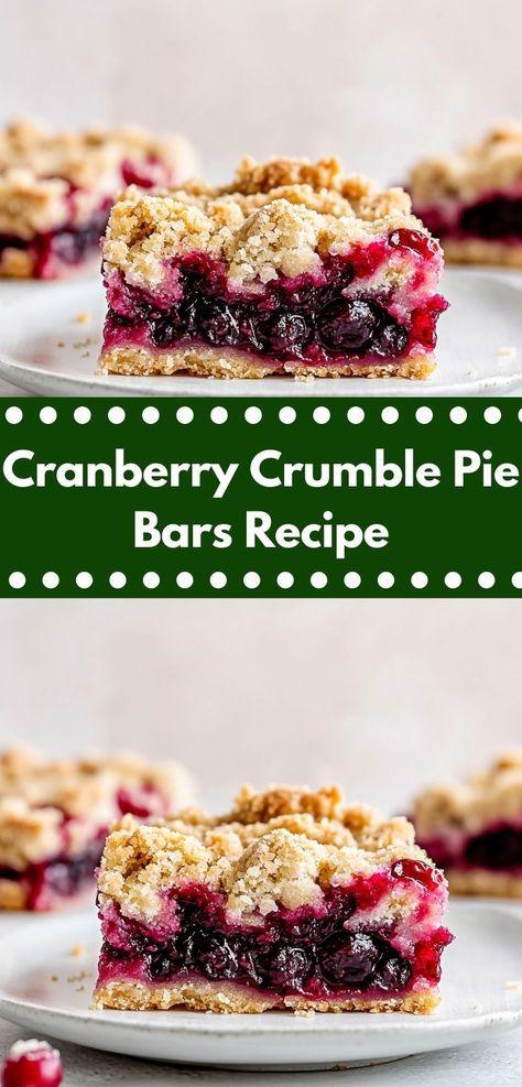 Searching for a festive dessert? Discover the joy of Cranberry Crumble Pie Bars! These simple dessert ideas bring together the perfect balance of sweet and tart flavors, making them a must-have for holiday celebrations. Cranberry Crumble Pie, Cranberry Crumble Recipe, Simple Dessert Ideas, Cranberry Crumble, Cranberry Filling, Oat Crust, Pie Bars Recipe, Cranberry Tart, Tart Flavors