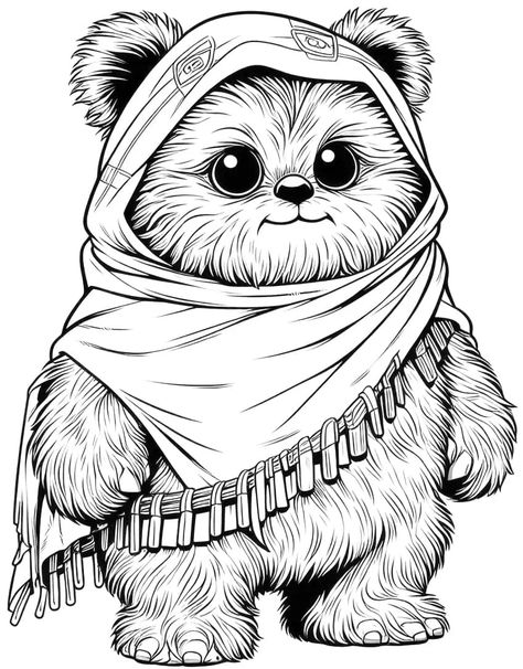 Star Wars Coloring Pages - 54 Not-to-Miss Coloring Sheets Ewok Tattoo, Darth Vader Drawing, Star Wars Coloring Sheet, Star Wars Coloring Pages, Printable Coloring Masks, Star Wars Coloring, Star Wars Art Drawings, Kawaii Boba, Coloring Mask