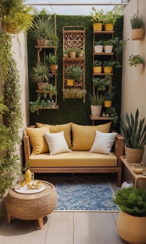 Balcony decor ideas Cozy Patio Ideas Small Spaces, Barbacoa Jardin, Small Patio Decor, Small Balcony Garden, Small Patio Garden, Minimal House Design, Classy Decor, Small Balcony Decor, Small Outdoor Spaces