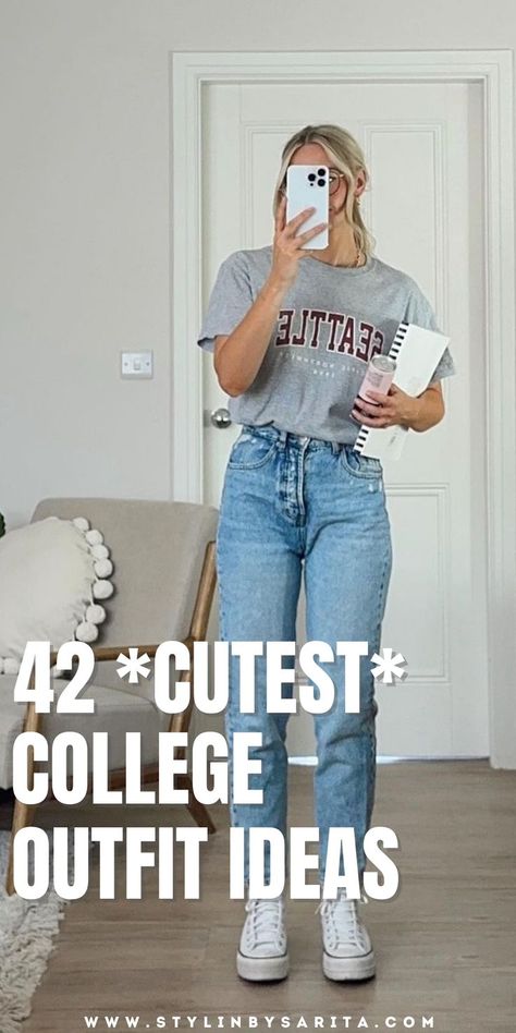 college outfits Casual College Outfits Summer, College Student Outfits, College Style Outfits, College Summer Outfit, Spring Outfits College, College Class Outfits, College Outfits Aesthetic, College Outfit Ideas, College Girl Outfits