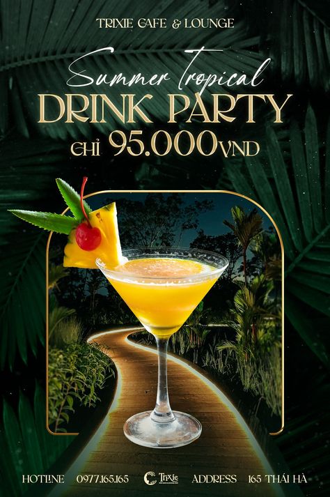 Bar Flyer Design Graphics, Creative Drink Ads, Party Creative Ads, Restaurant Poster Design Creative, Drink Creative Ads, Restaurant Advertising Ideas, Restaurant Creative Ads, Bar Poster Design, Cocktail Poster Design