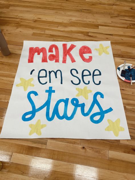 Homecoming Poster Ideas School Spirit, Usa Themed Pep Rally, Painted Cheer Signs For Football, Usa Theme Football Signs, Usa Football Poster Ideas, Cheer Signs For Competition Ideas, Poster Ideas For Sports Signs, Usa Football Theme Poster, Glow Pep Rally Ideas