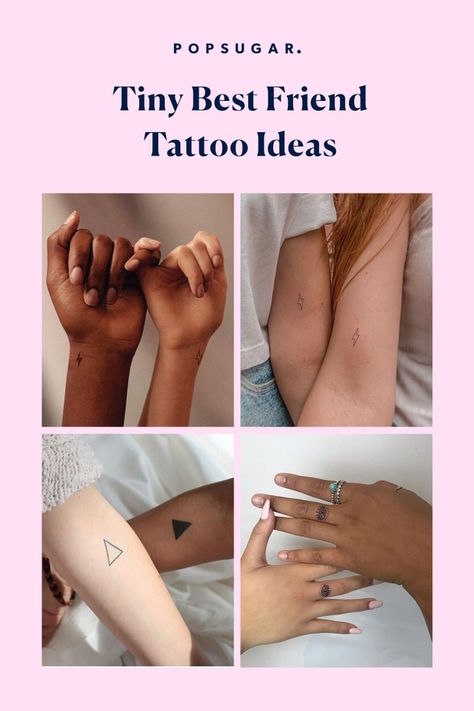 Tiny Friendship Tattoos Simple, Tiny Tattoo Friendship, Best Friend Tattoos Small Unique Finger, Tiny Tattoo Best Friends, Small Friend Tattoos Friendship, Bff Tats Tiny Tattoo, Bff Finger Tattoos Best Friends, Mini Bff Tattoos, Four Best Friend Tattoos