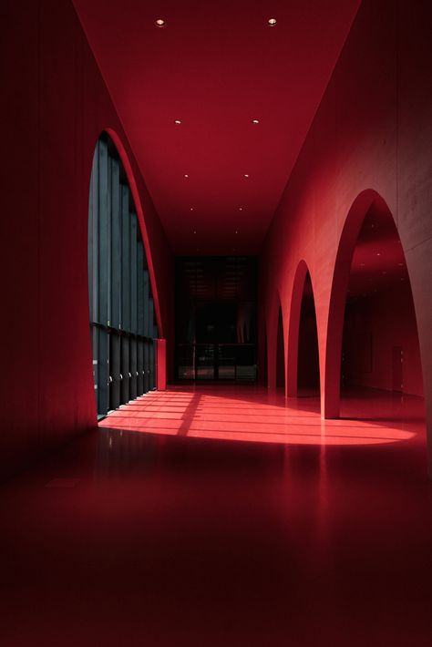 Gallery of Exhibition Hall / Marte.Marte Architects - 7 Dreamscape Architecture, Aesthetic Space, Empty Room, Red Interiors, Red Light, Interior Architecture Design, Design Inspo, Interior Architecture, Interior And Exterior