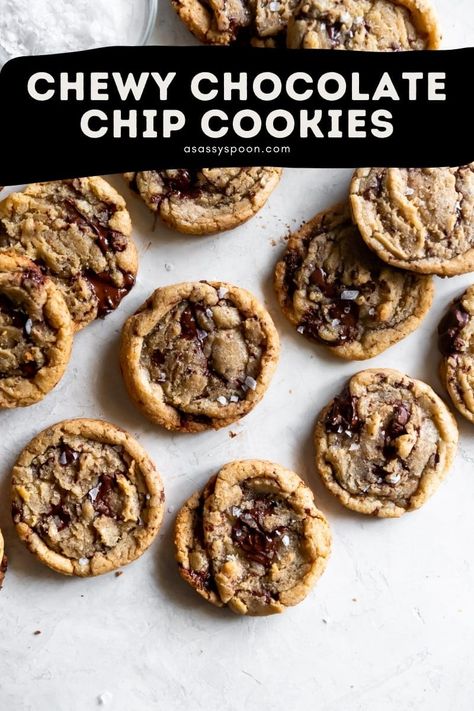 Crispy And Chewy Chocolate Chip Cookies, Chewy Gewy Chocolate Chip Cookies, Soft And Chewy Chocolate Chip Cookies Recipe, Easy Chewy Chocolate Chip Cookies, Chocolate Chunk Cookies Chewy, Chocolate Chip Cookies Melted Butter, Flat Chocolate Chip Cookies, Chocolate Chip Cookies Quick, Crispy Chewy Chocolate Chip Cookies