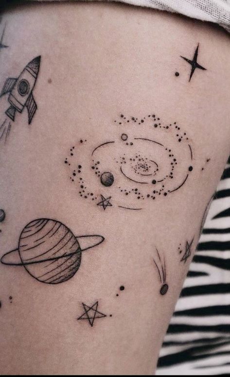 Astronomy Tattoo, Cosmic Tattoo, Universe Tattoo, Planet Tattoos, Galaxy Tattoo, Handpoke Tattoo, Theme Tattoo, Cute Tiny Tattoos, Space Tattoo