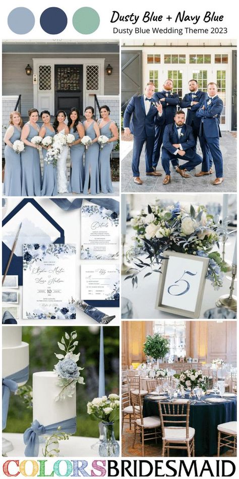 December Wedding Blue, Slate Blue Wedding Theme, Blue And Gray Wedding Theme, Navy Blue Wedding Theme Color Schemes, Gray Wedding Theme, Navy Blue Groomsmen, Dusty Blue And Navy, Navy Wedding Theme, Navy Blue Wedding Theme