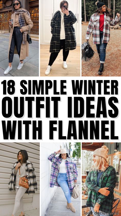 18 Simple Winter Outfit Ideas with Flannel Over Sized Flannel Outfit Winter, Flannel Jeans And Boots, Winter Flannel Outfits Cold Weather, Flannel With Joggers Outfit, Outfits With Flannel Shirts For Women, Long Flannel Coat Outfit, Sherpa Flannel Outfit, Joggers And Flannel Outfit Women, Flannel Styles For Women