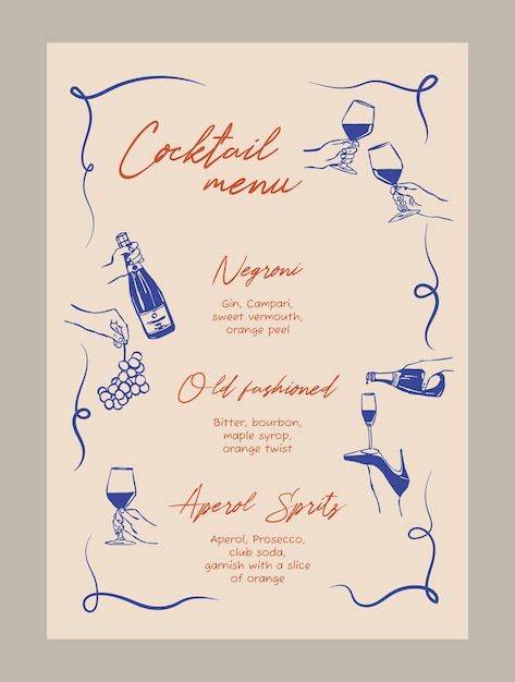 Simple Cocktail Menu Design, Summer Drinks Menu Design, Wine Tasting Menu Ideas, Cocktail Menu Design Ideas, Drink Menu Design Ideas, Brunch Menu Design, Drinks Menu Design, Cocktail Menu Design, Wine Vector