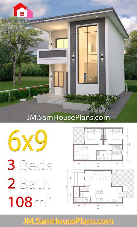 Small House Blueprints, Small Modern House Plans, Bangunan Minecraft, 3d House Plans, Small House Layout, Roof House, Two Story House, Modern Small House Design, Building House Plans Designs