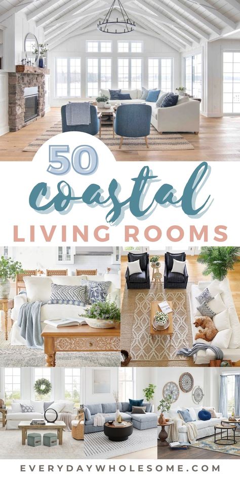 Neutral Coastal Living Room, Coastal Modern Living Room, Coastal Chic Living Room, Coastal Family Rooms, Coastal Living Room Ideas, Coastal Style Living Room, Living Room Coastal, Coastal Decorating Living Room, Beach Living Room