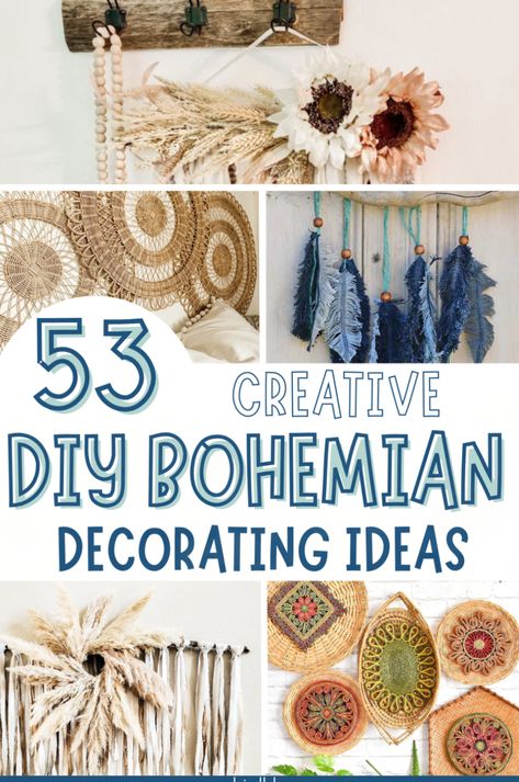 Unique hippie home decor ideas. There are so many bohemian style ideas that are also upcycle decor in this post. From boho wall decor made from thrift store junk to decorating a bohemian bedroom, you'll find so many easy and fun DIY bohemian decorating ideas here. Decorate your interior and outdoor space with these diy boho decor ideas. Boho Diy Crafts, Boho Diy Decor, Bohemian Decorating Ideas, Boho Decor Diy Bohemian Homes, Diy Boho Home Decor, Diy Boho Wall Decor, Boho Fabrics, Boho Decor Diy, Diy Bohemian Decor