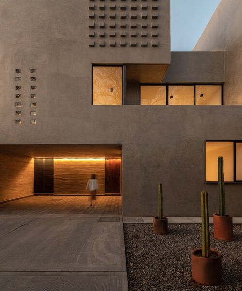 Houses In Mexico, Concrete Effect Paint, Monumental Architecture, Stone Farmhouse, Residential Complex, Natural Ventilation, Facade Design, Glass House, Architecture Project