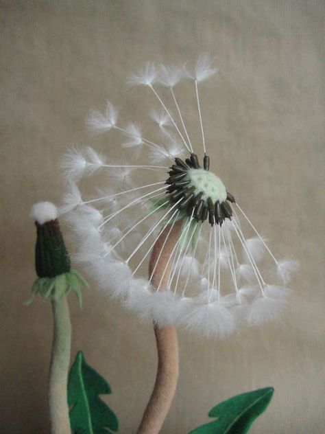 Needle-felted Felted Dandelion, Giant Dandelion, Tovad Ull, Needle Felting Diy, A Dandelion, Etsy Diy, Bedroom Crafts, Needle Felting Projects, Giant Flowers