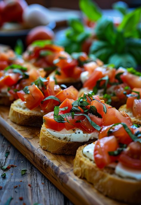 Learn How to Cook Bruschetta Recipe For Free | Recipes You'll Love, Made Easy! Tomato Basil Bruschetta Recipe, Lunch Starter Ideas, Home Made Bruschetta, Bruschetta Toast Recipe, Brushetta Appetizers Mozzarella, Simple Bruschetta Recipe, Barata Cheese Recipe, Bruchetta Appetizers Mozzarella, Lobster Bruschetta Recipe