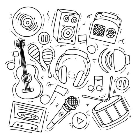 Doodles Related To Music, Music Sketches Creative Easy, Concert Drawing Easy, Music Related Drawings Easy, Music Easy Drawings, Music Graphic Design Illustration, Simple Music Drawings, How To Draw Music, Music Sketches Easy