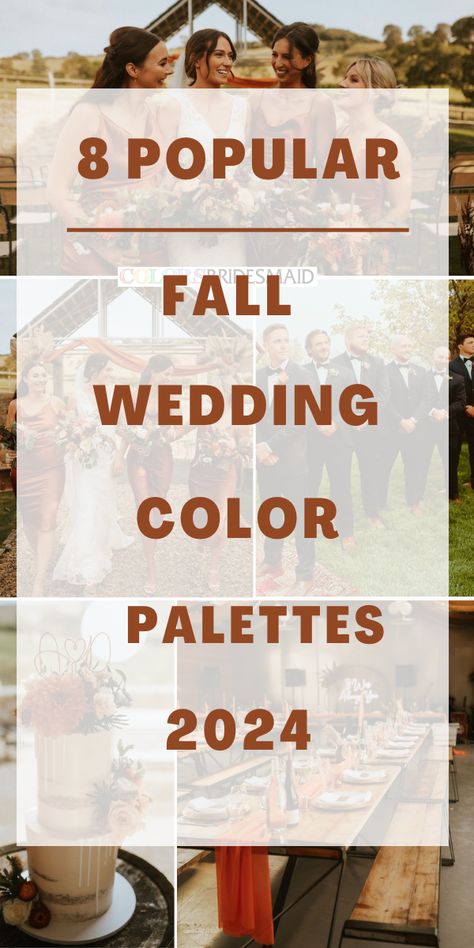 Fall Wedding Color Palette 2024, Wedding Colors For Fall 2024, September 2024 Wedding Colors, Wedding Colors 2024 Fall, Color For Wedding Ideas, Wedding Theme Colors 2024, Rust Blue Color Palette, Sept Wedding Colors, Wedding Colors For 2024