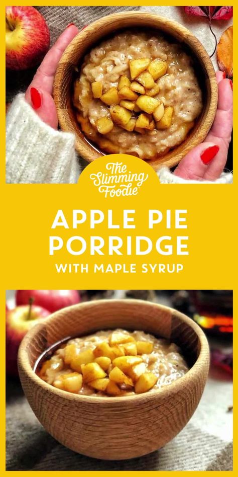 Apple pie porridge with maple syrup Perfect Autumn comfort food Apple Porridge, Fried Apple, Apple Maple, Porridge Recipes, Fall Comfort Food, Healthy Comfort, Fried Apples, Healthy Apple, Snack Foods