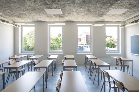 LT2A, OPEN ARCHITECTES, Severin Malaud · Marcinelle Classroom Lights, Form Development, Classroom Windows, Classroom Architecture, Classroom Window, Classroom Interior, Classroom Images, School Building Design, School Places